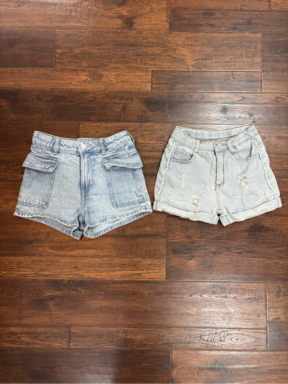 H&M Light Blue Denim Kids Shorts Duo - Pale & Washed Blue - Girls 8